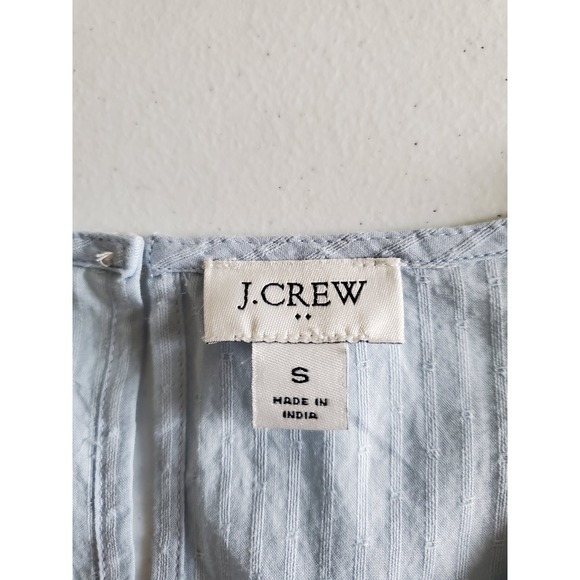 J. Crew Peasant Top Blue Long Sleeve Blousan Sleeve Embroidered Womens Small - Picture 4 of 11